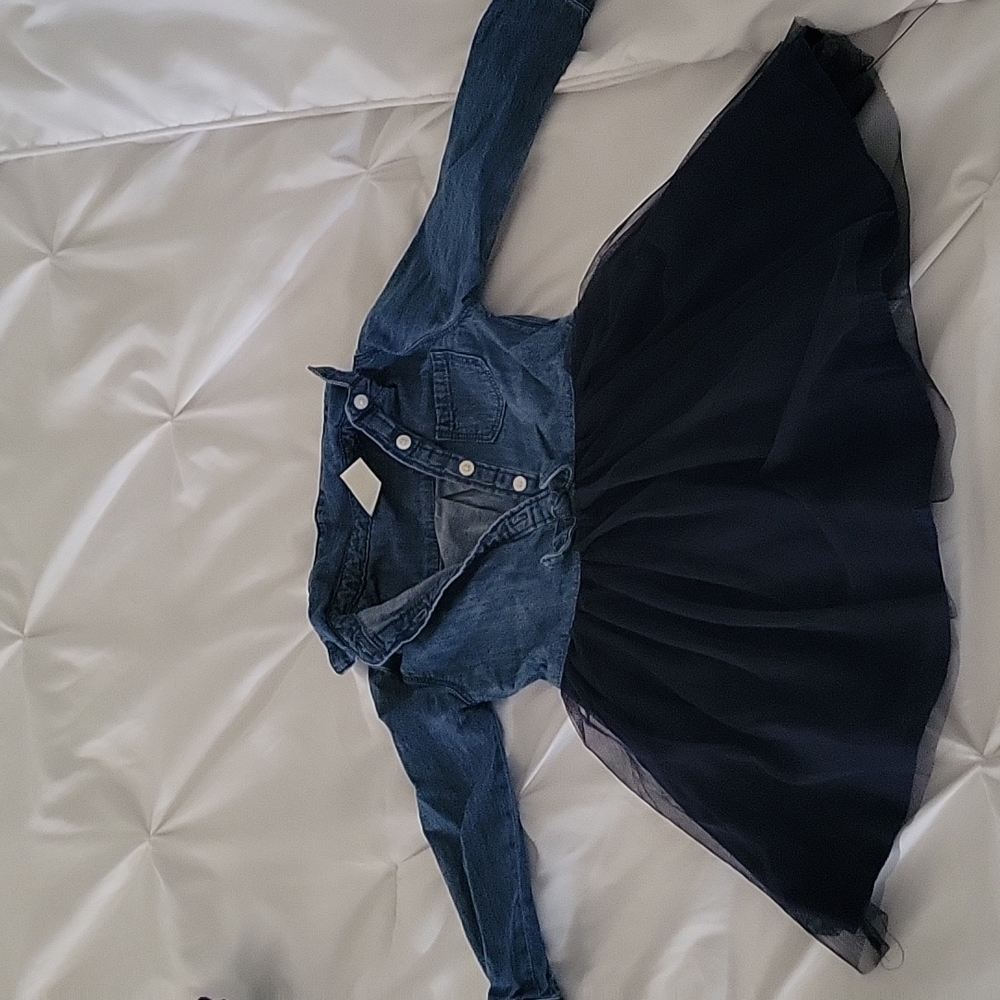 Oshkosh denim/tulle toddler Girl dress.